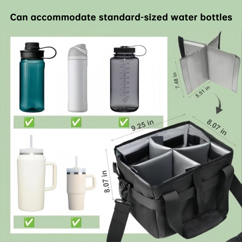4-Compartment Leakproof Drink Carrier Bag – Adjustable Strap Beverage Holder for Car & Travel