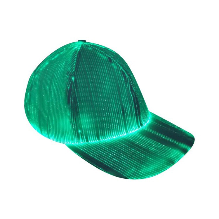 Christmas Gift LED Optical Fiber Luminous Hat Black And White Luminous Hat Outdoor LED Baseball Cap
