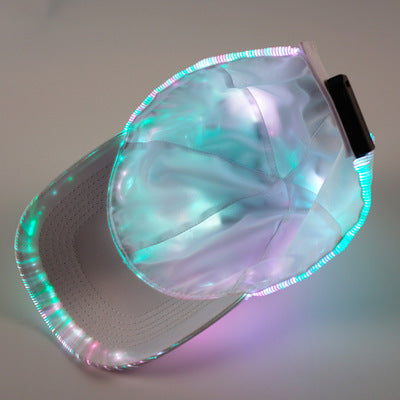 Christmas Gift LED Optical Fiber Luminous Hat Black And White Luminous Hat Outdoor LED Baseball Cap