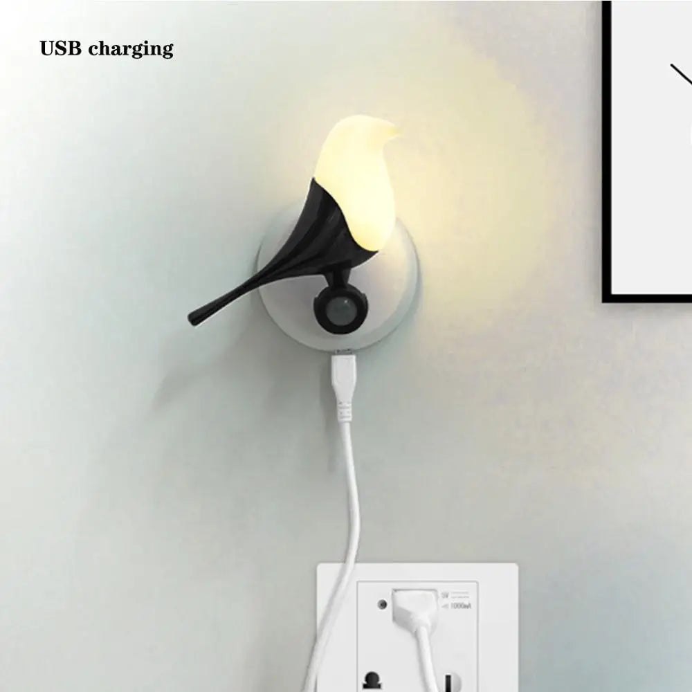 Sensor Bird-shaped USB Powered Night Light LED Bedside Lamp