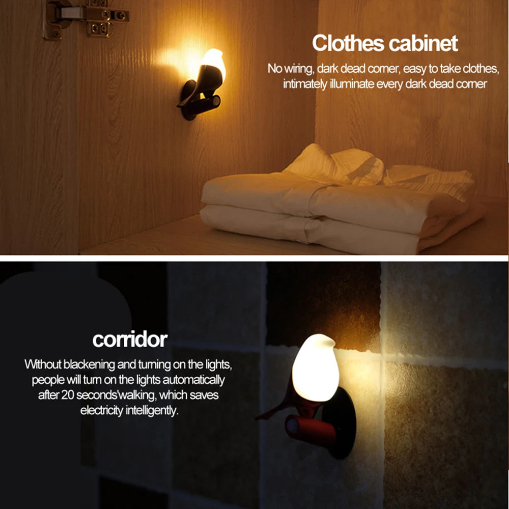 Sensor Bird-shaped USB Powered Night Light LED Bedside Lamp